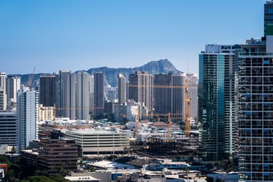 Condo towers under construction in Hawaii.