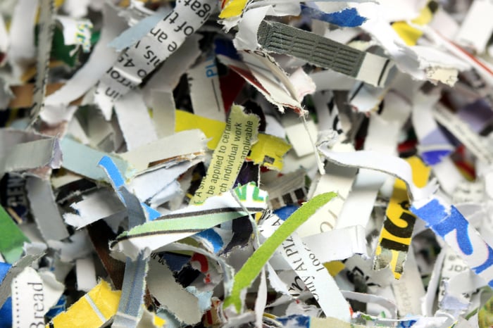 Shredded paper closeup.