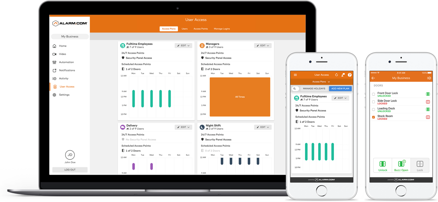 Alarm.com's platform on devices.