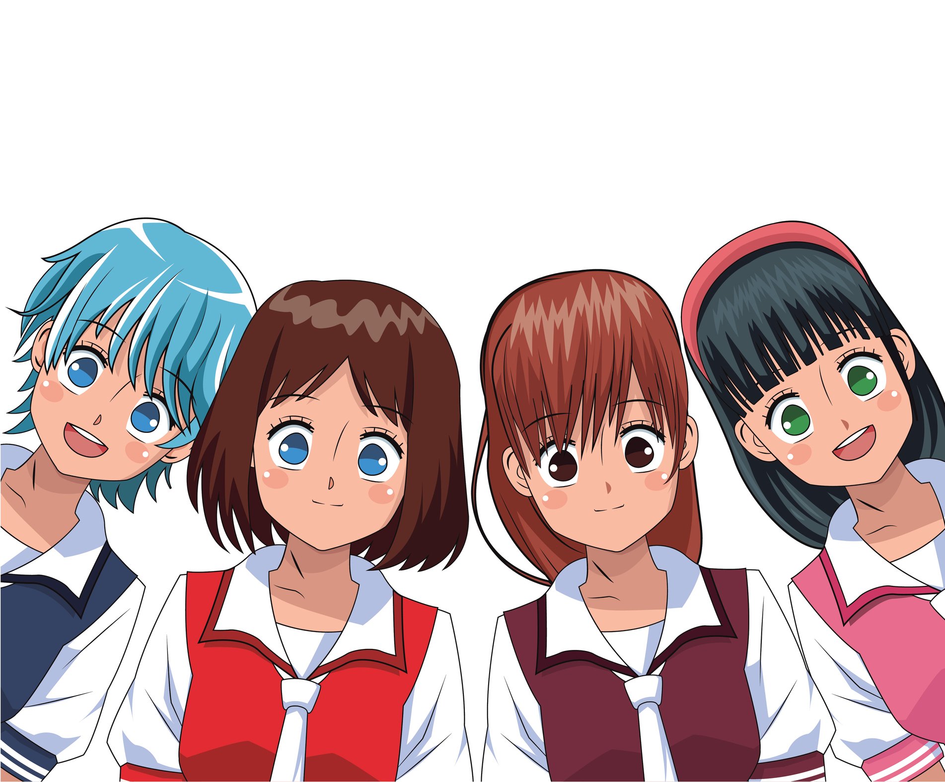 A group of anime characters.