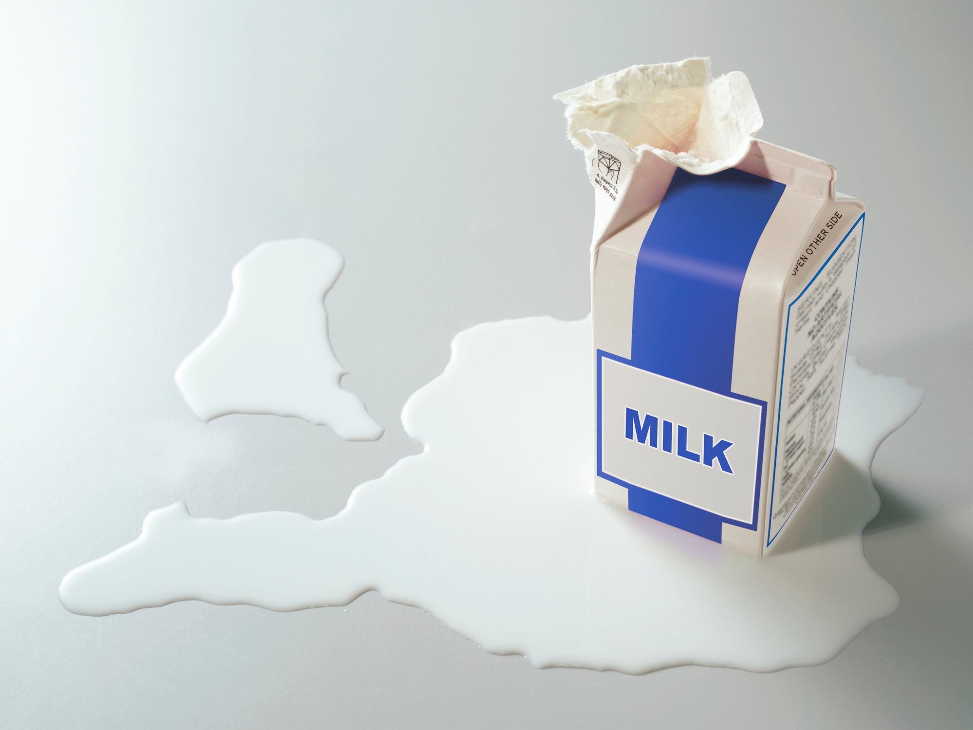 Ripped and spilled milk carton