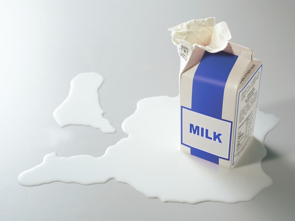 Ripped and spilled milk carton