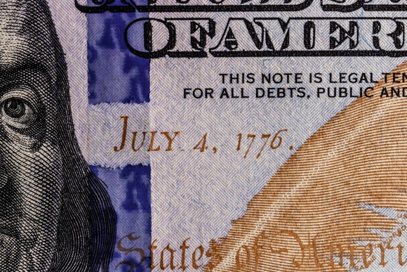 July 4 1776 date on a $100 bill