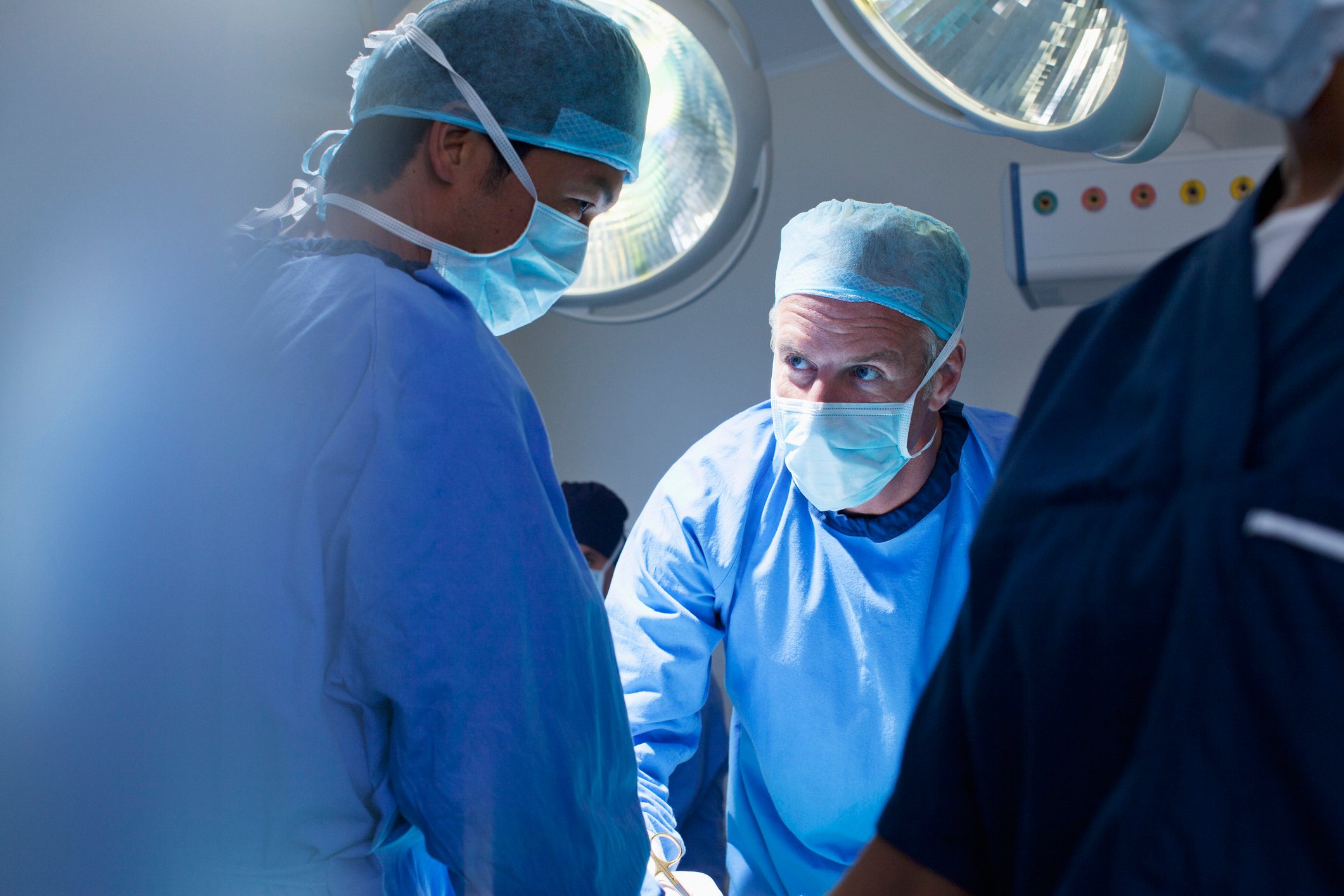 A surgeon in the operating room.