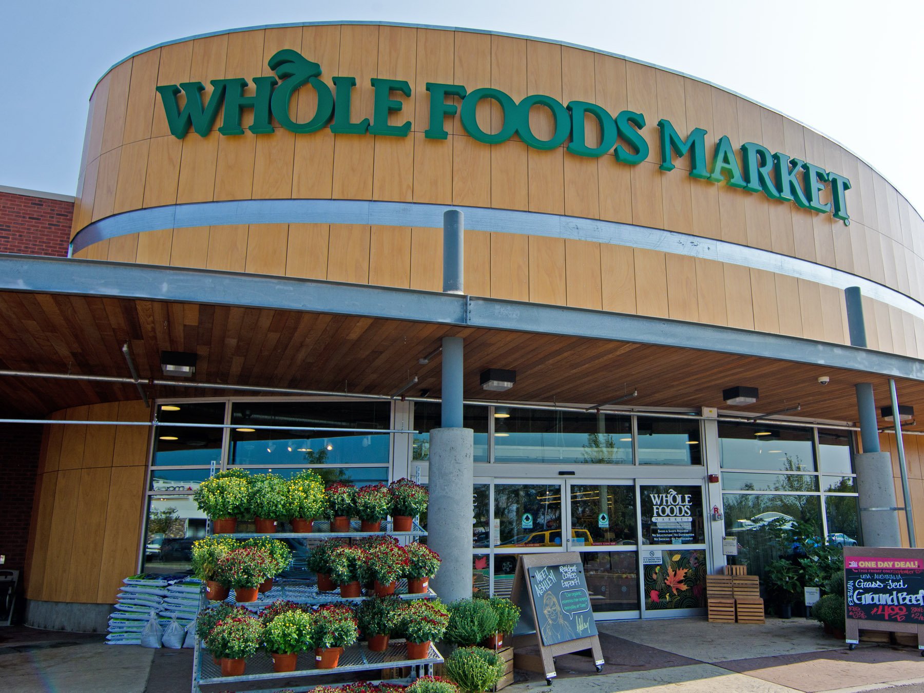 The facade of a Whole Foods Market in Plymouth Meeting, Pennsylvania.