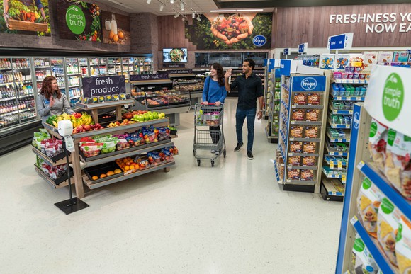 A Kroger Express concept inside of a Walgreens store
