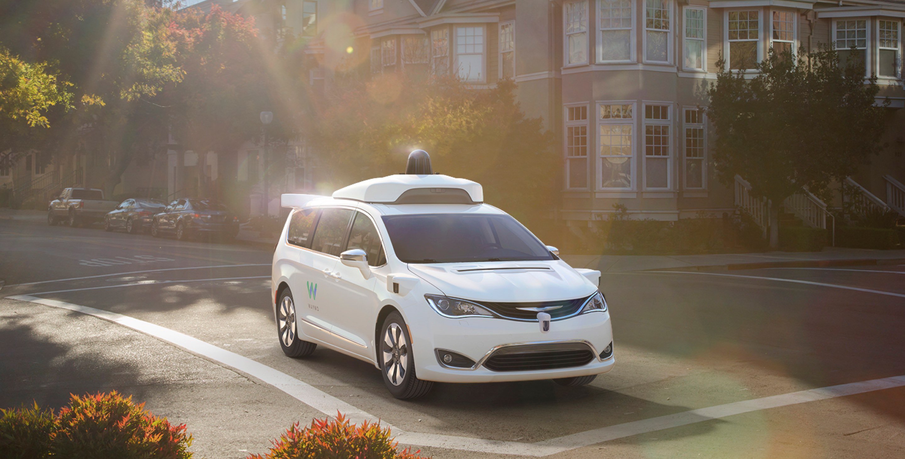 A Chrysler Pacifica minivan outfitted with Waymo self-driving sensors.