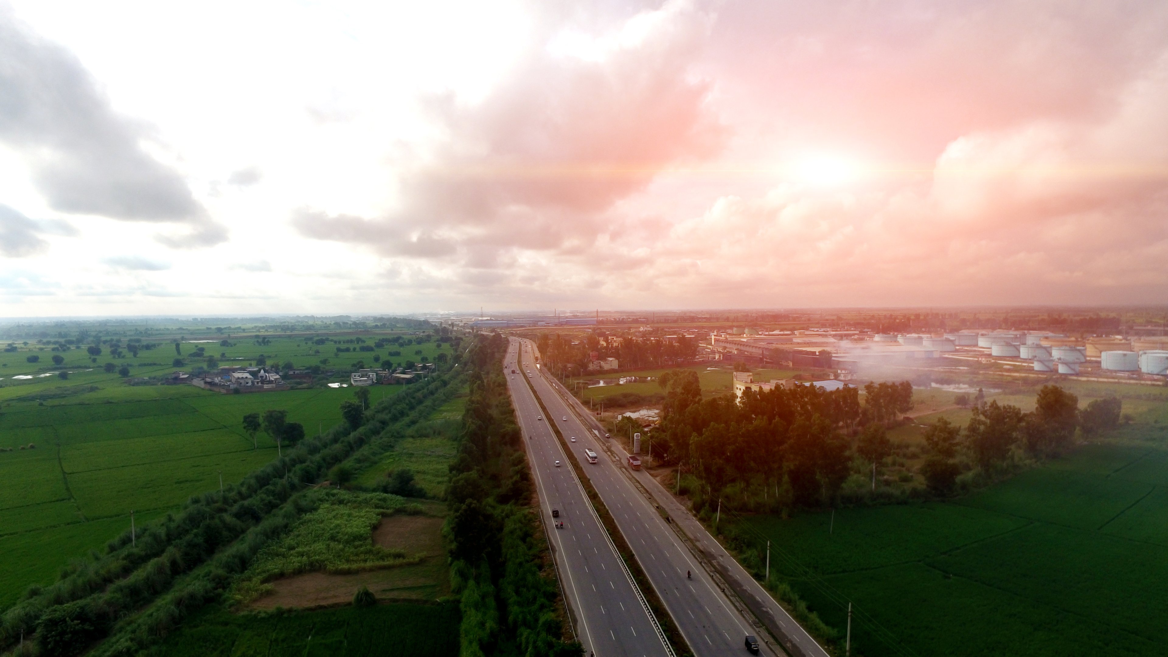 Elevated view of rural highway