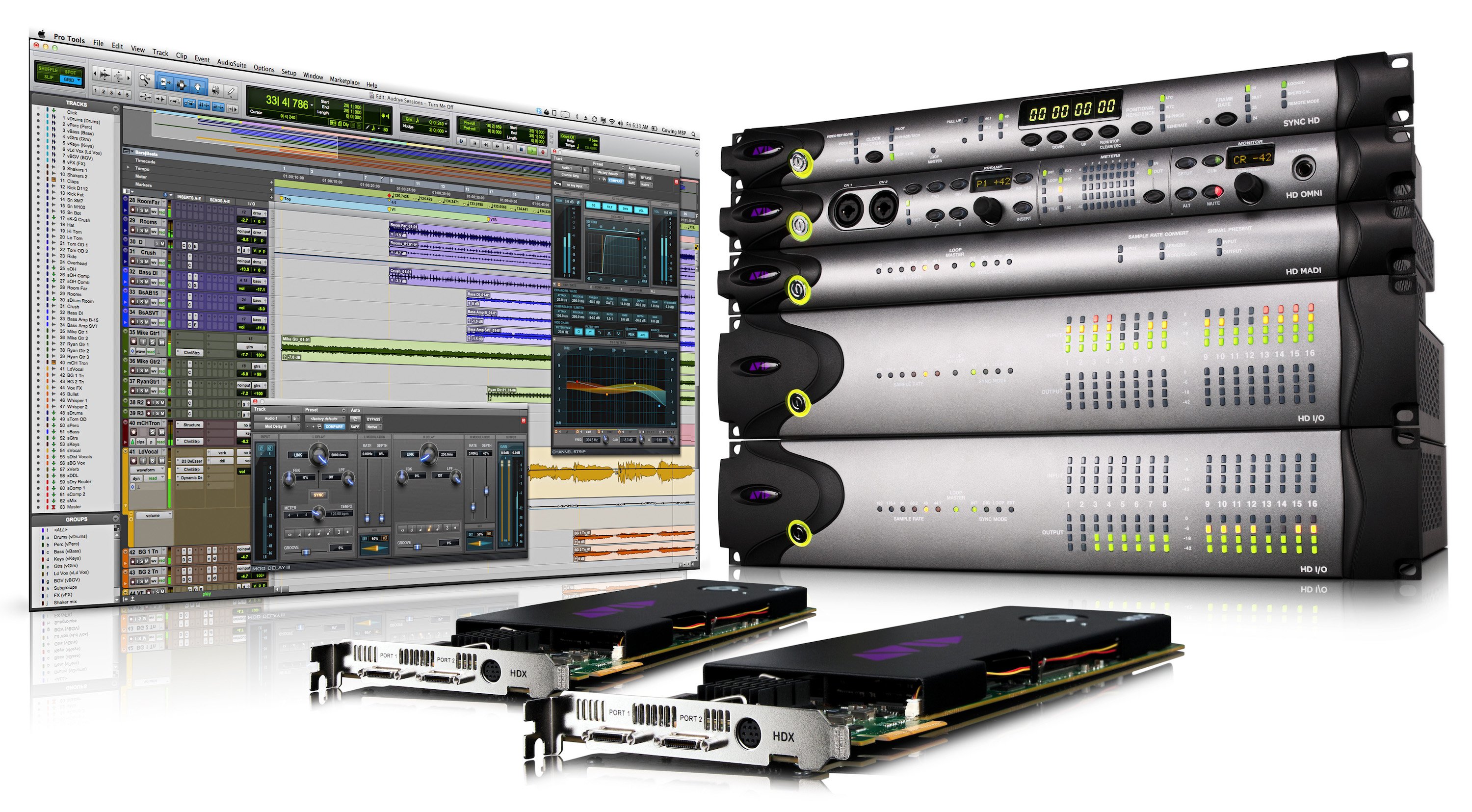 Avid hardware and software next to each other
