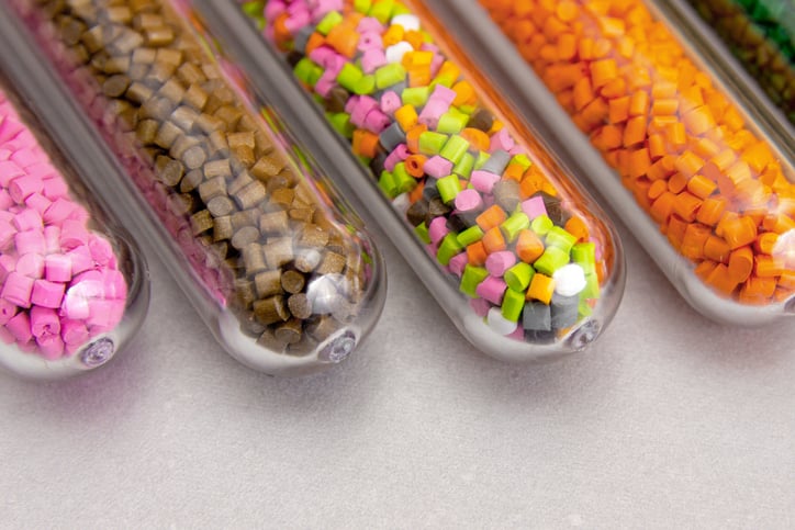 Samples of plastic pellets.