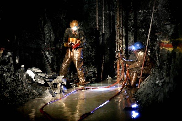 Miners at work underground at Sibanye-Stillwater's Driefontein operations.