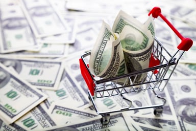 Shopping cart with money