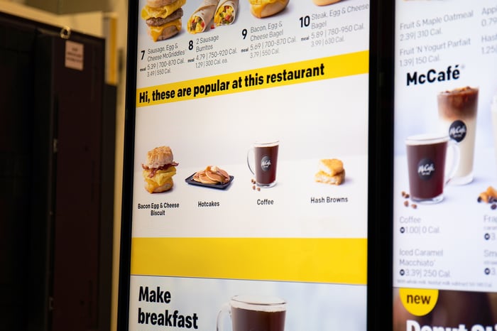 McDonald's digital menu listing popular items