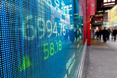 Securities exchange display on street