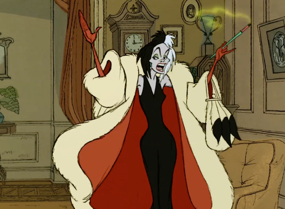 Cruella de Ville smoking in Disney's 101 Dalmatians.