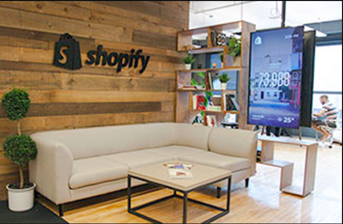 The reception area at the Shopify offices.
