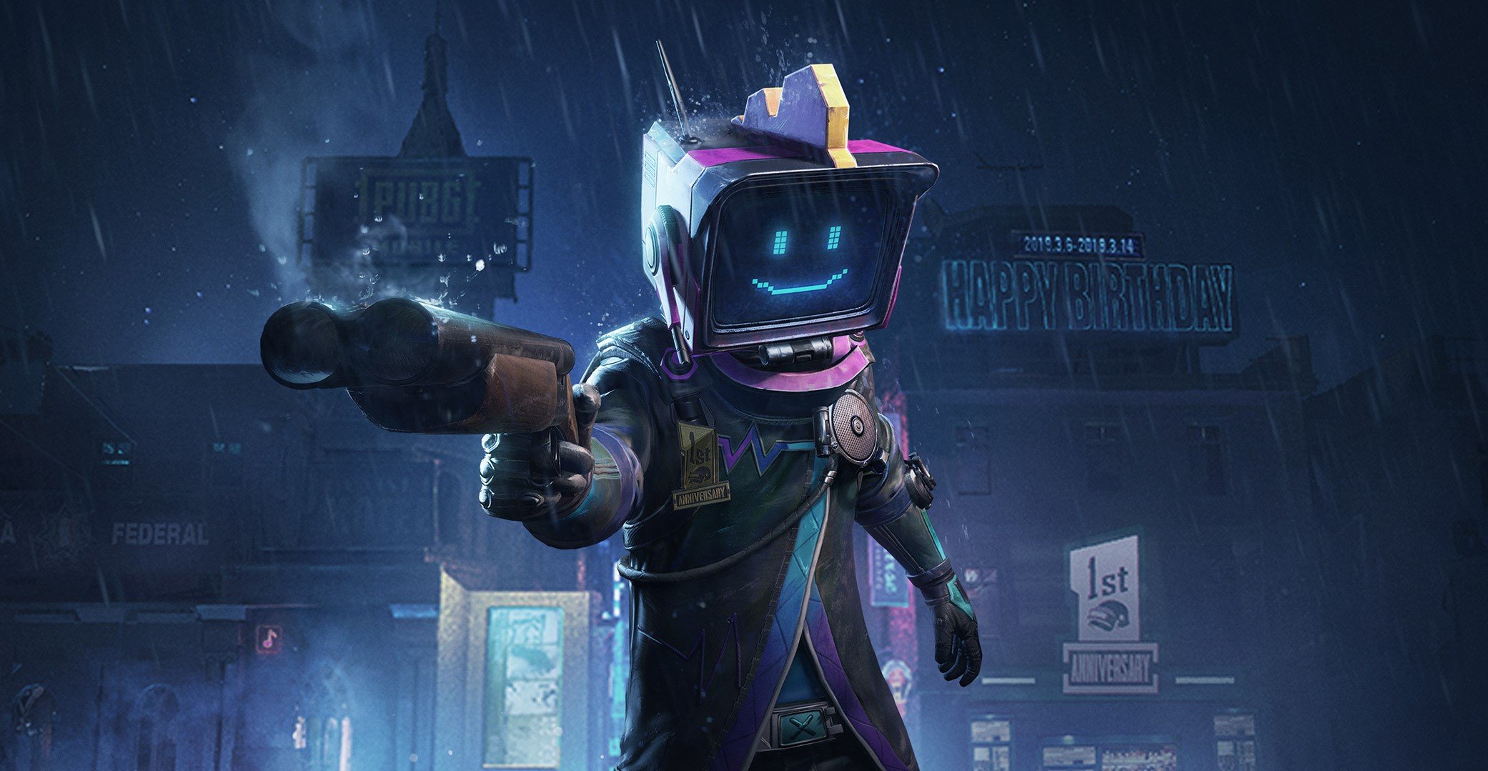 A PUBG character holding a gun in promotional artwork.