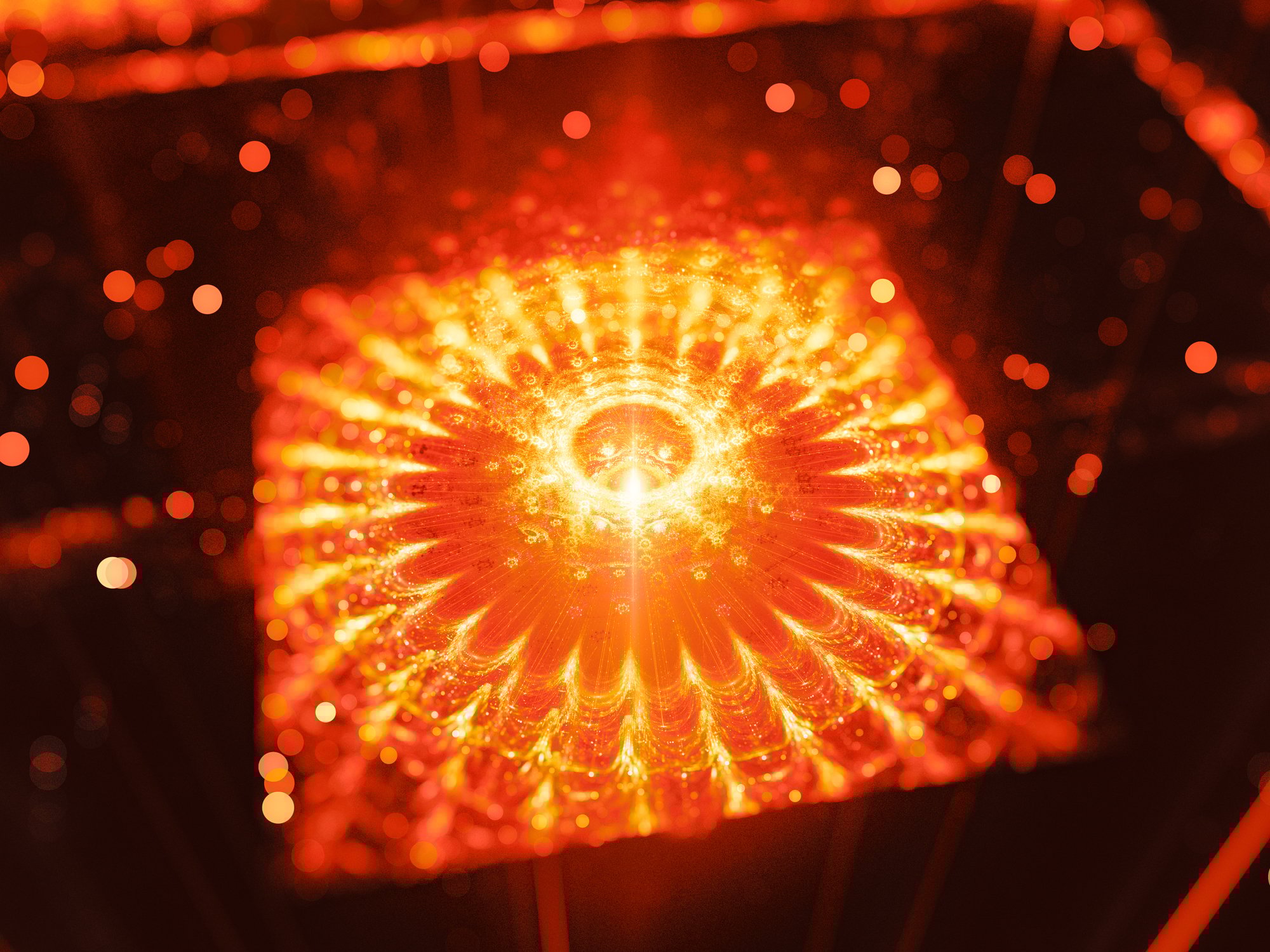 Orange microprocessor lighting up.