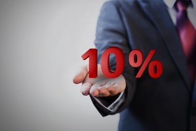 Businessman holding 10%