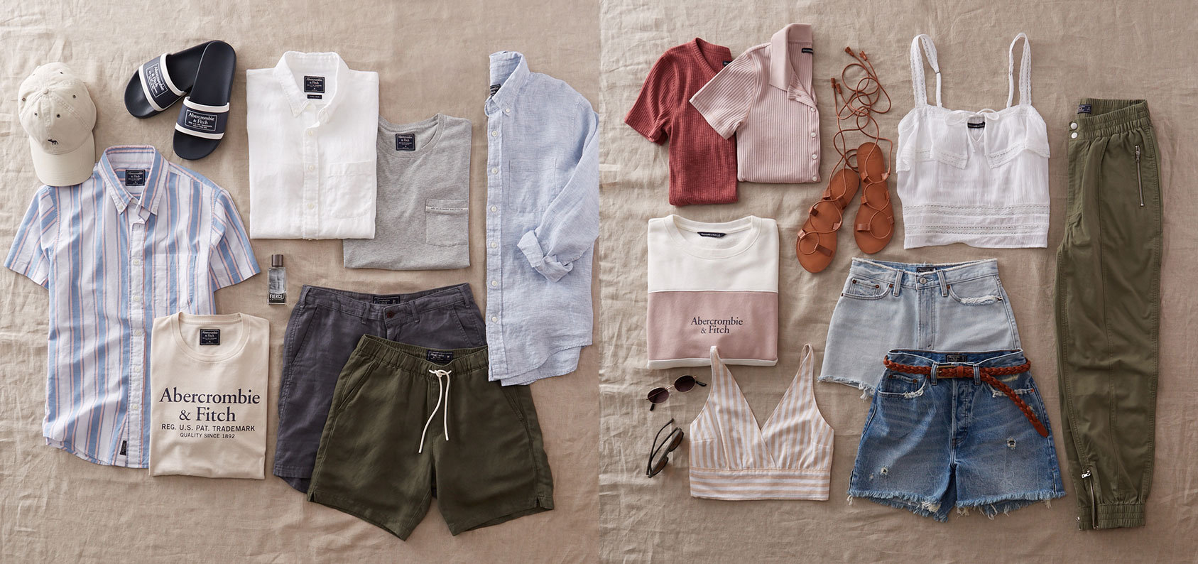 An assortment of products from Abercrombie & Fitch.