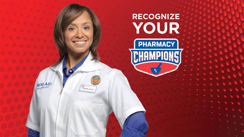 A Rite Aid pharmacist in a Pharmacy Champions ad.