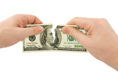 Tearing a $100 bill