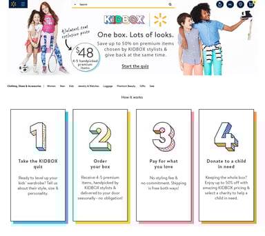 Walmart kidbox landing page