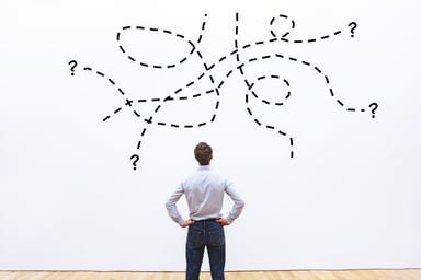 Man looking at complicated drawing