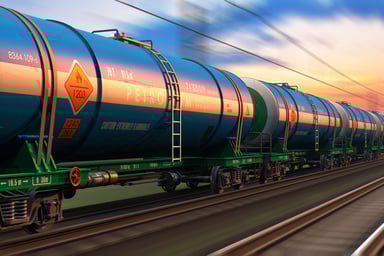 Freight Train With Petroleum Tankers
