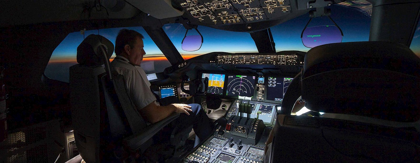 An airplane cockpit