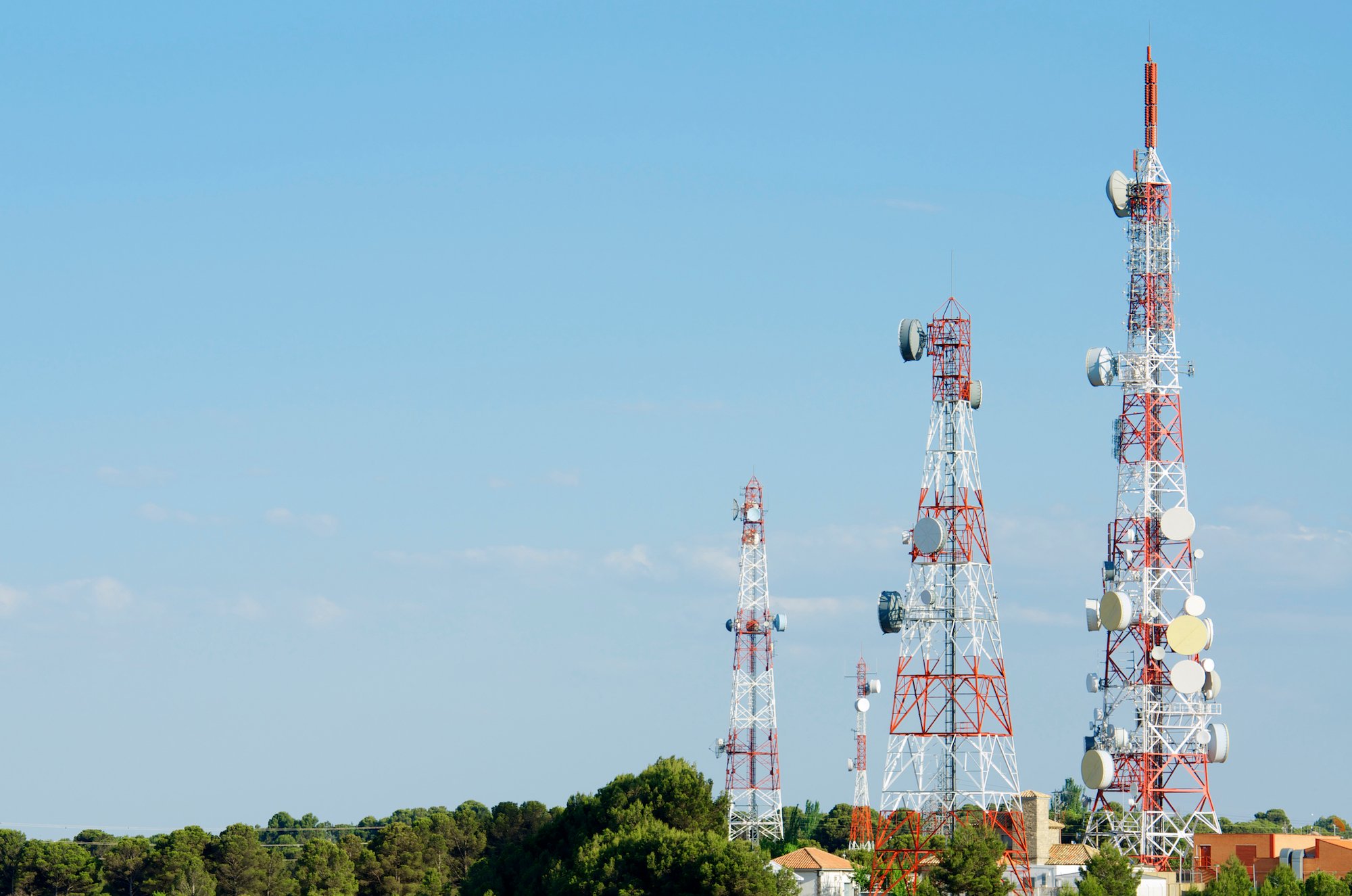 Cellular towers on a horizon.