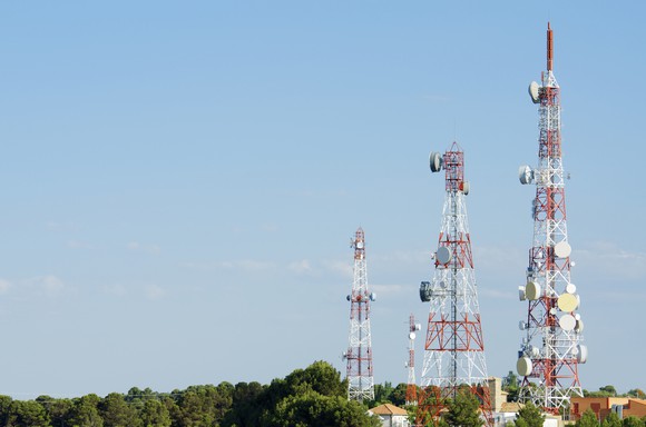 Cellular towers on a horizon.
