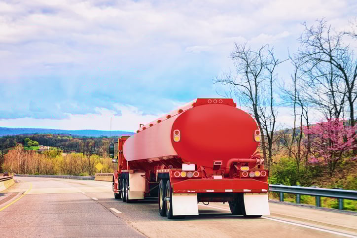 A diesel truck on a highway.