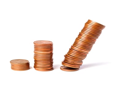 3 stacks of pennies