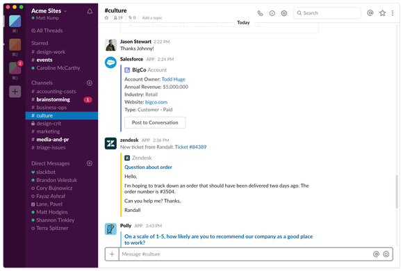 Slack interface