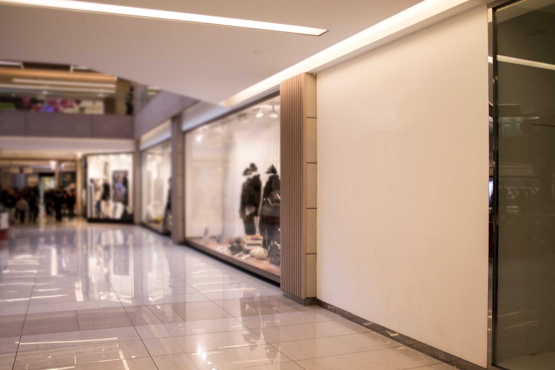 A corridor in a mall.