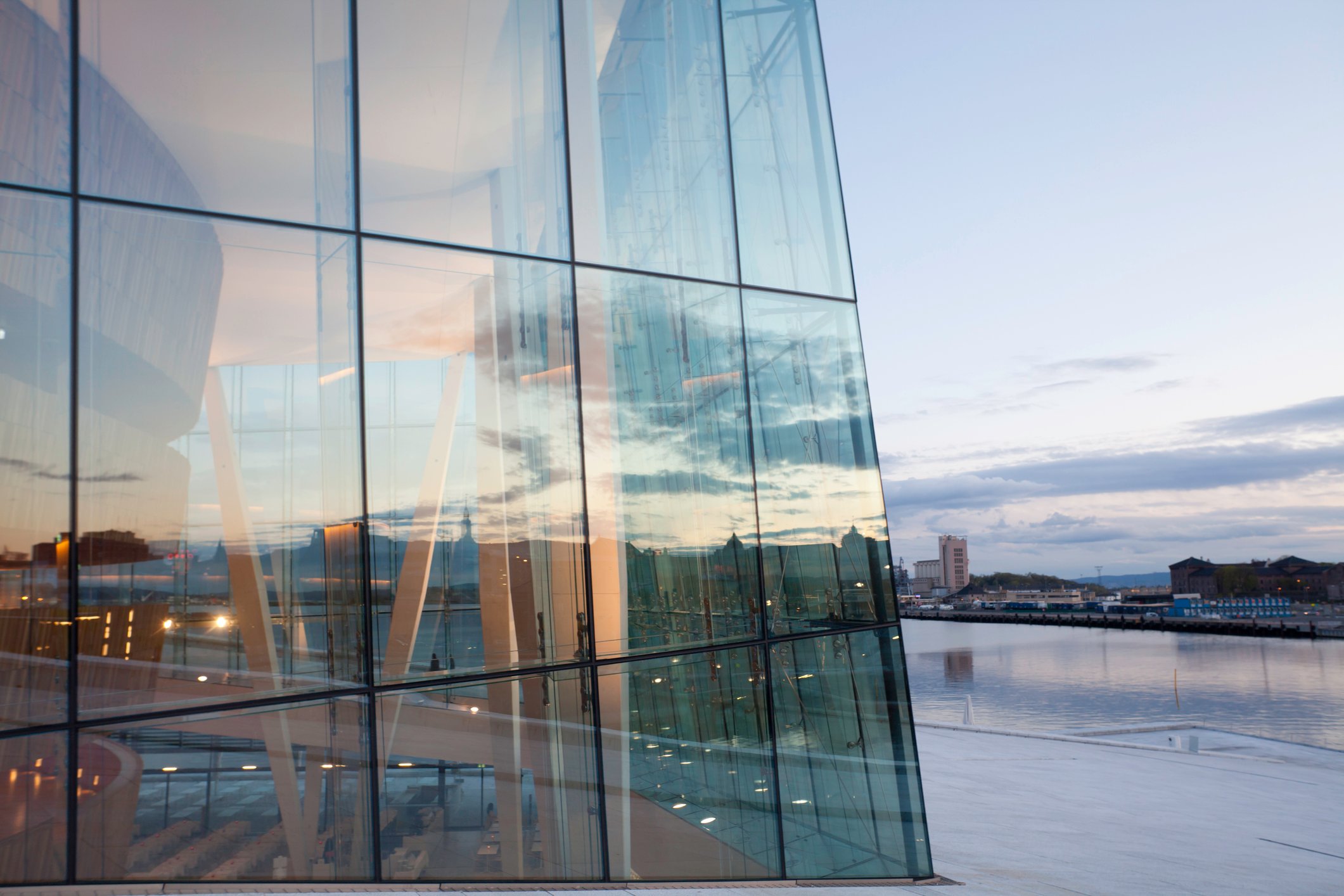 Oslo Opera House seen at dusk