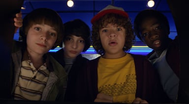 Stranger Things characters looking at the camera