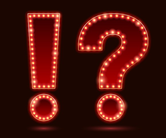 Glowing exclamation point and question mark