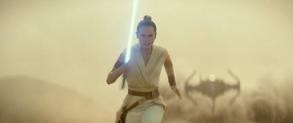 Daisy Ridley portrays Rey in a scene from Star Wars: The Rise of Skywalker.