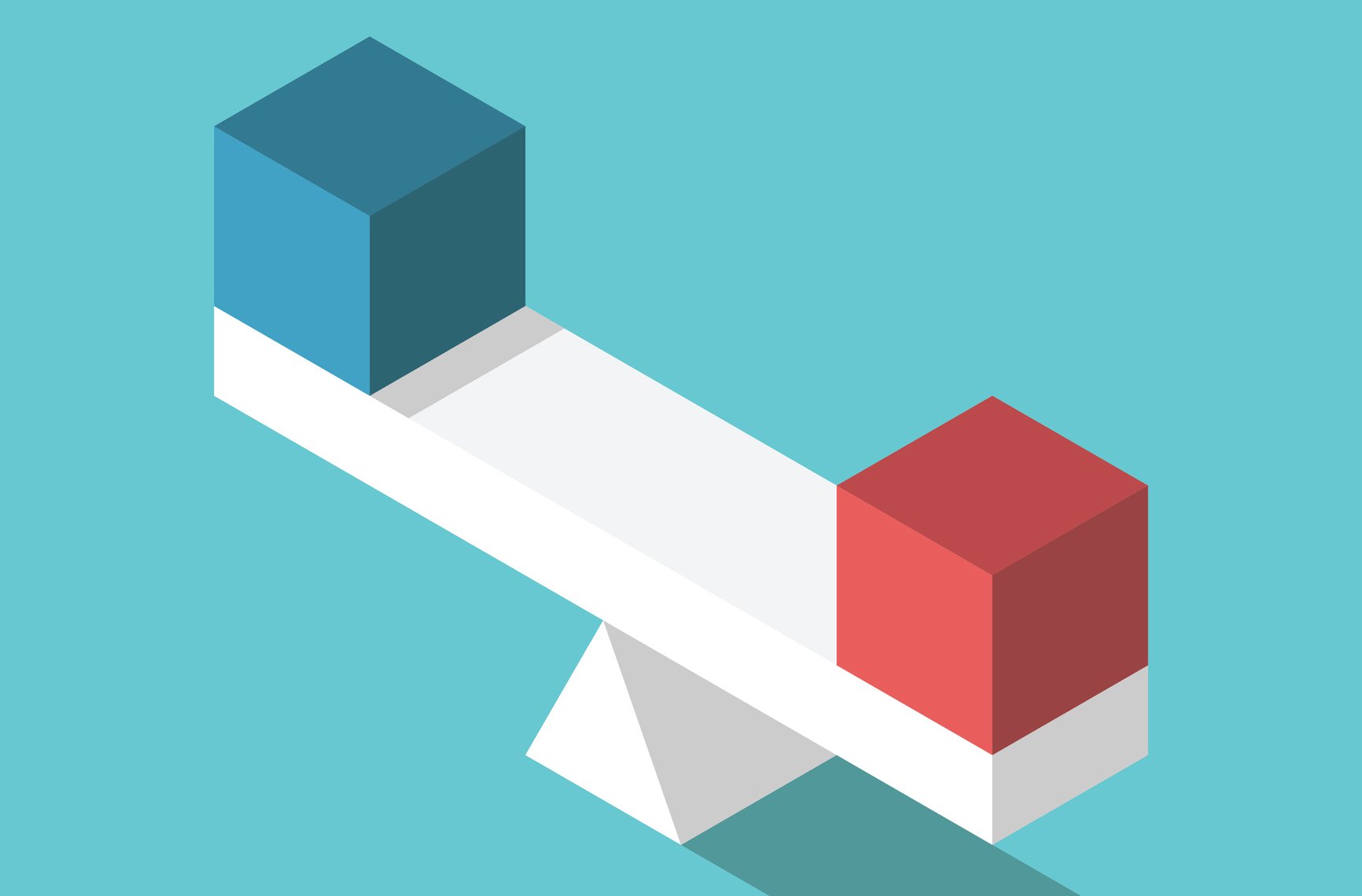 Two blocks sitting on a scale.