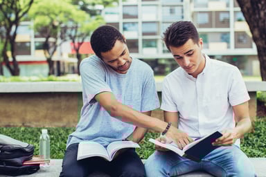 Two Male Students Studying Together
