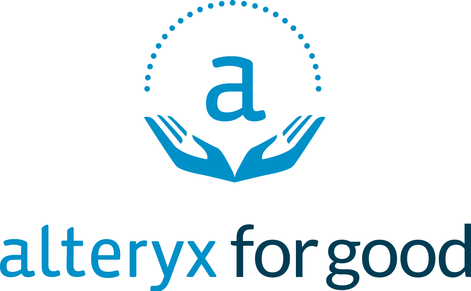 Two hands with dots forming an arch over them and a letter A.