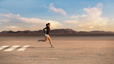 woman running wearing Lululemon gear