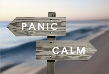 Wooden Beach Sign Calm ad Panic