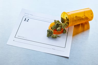marijuana buds on a prescription