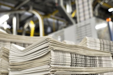 Stack of Newspapers in Printing Plant