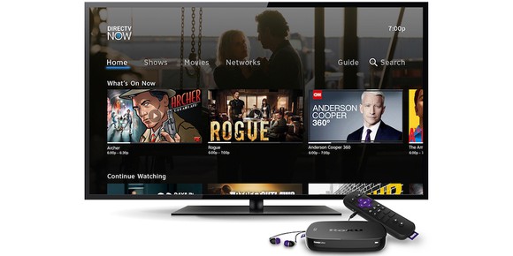 DirecTV Now user interface on a Roku device.