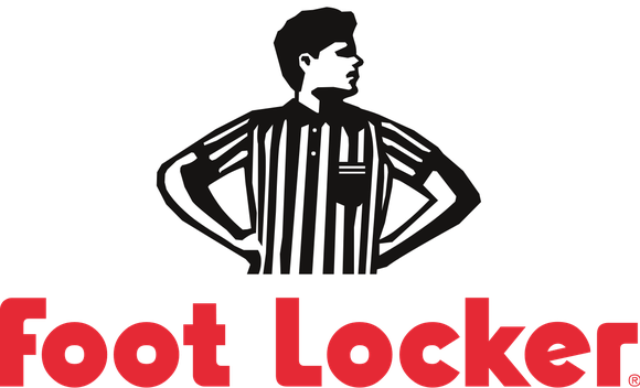 Foot Locker logo with stylized ref in white and black