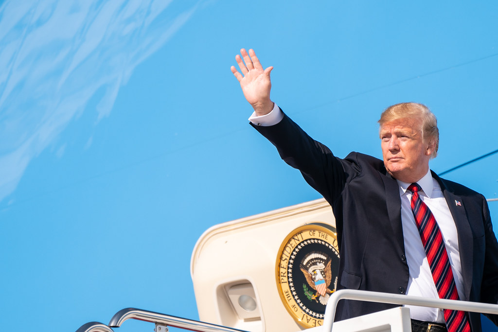 President Trump waving as he board Air Force One.